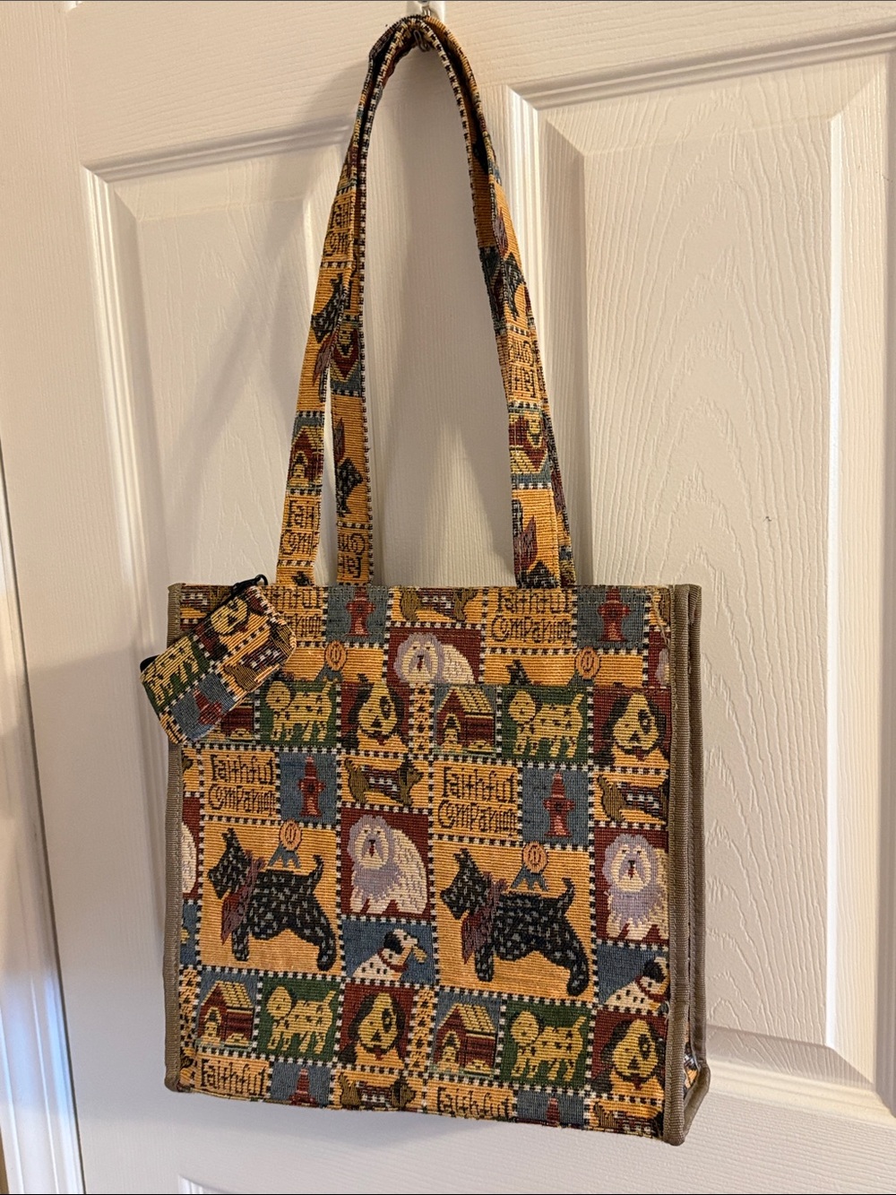 NWOT~ Vintage Faithful Companion Dog Tapestry Purse Tote Bag By Jade